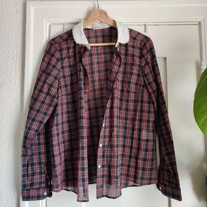 Sezane Plaid Button Up